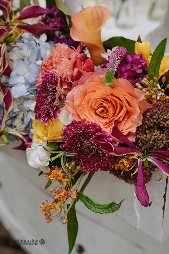 Decoración floral mesa dulce