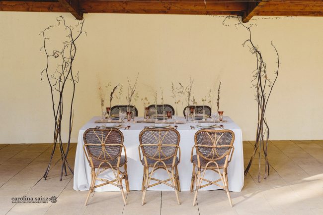 Mesa floral evento cobre